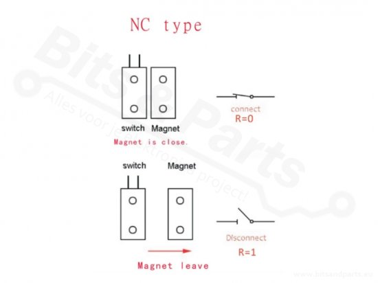 Window/Door Sensor Magnetic Reed Switch Wired Flush-Mounted NC RC33